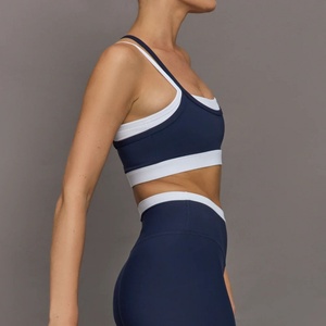 High Impact Push up Custom Crop Top Contrast Colour Running Yoga Bra Cross Back Adjustable Gym <b>Padded</b> Yoga Set for Women - Product Image 3