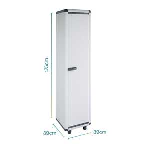 Armoire de rangement 1 porte en résine grise 39x39x175 cm, 5 étagères, armoire haute polyvalente avec pieds - Product Image 2
