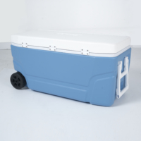 Nevera Portátil con Ruedas Ecooler ZM100A de 100L/105QT, Aislada con PE, Retención de Hielo de 5 Días, para Camping, Deportes al Aire Libre, Almacenamiento de Alimentos y Bebidas