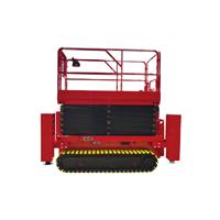 Plateforme de travail aérienne automotrice à ciseaux sur chenilles, 8m, 15.8m, 227kg, 450kg, chenilles en acier, tout-terrain, alimentée par batterie