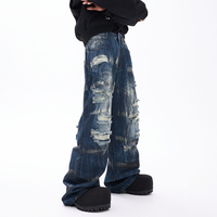 Jeans coupe-vent pour homme, style désert, marque américaine tendance, coupe ample et décontractée, pantalon large à coupe courbée pour homme