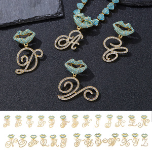 Coeur glacé chaîne cubaine cristal papillon initiales nom pendentif collier glacé lettres cursives rappeur collier bijoux - Product Image 5