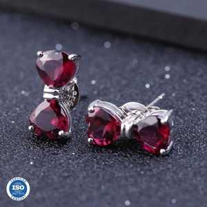 Naturel <span class=keywords><strong>Grenat</strong></span> Rhodolite Pierres Précieuses Arc Bijoux 925 Boucles D'oreilles En Argent Sterling Pour Les Femmes De Mariage - Product Image 2