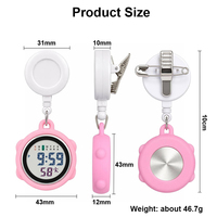Montre d'infirmière rétractable personnalisée OEM avec affichage numérique LED de la semaine, clip de fixation, étui en silicone, montre médicale pour infirmières, directement de l'usine