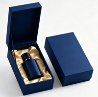 Ensemble de flacon noir raffiné et boîte cadeau de luxe, parfum haut de gamme dans un coffret cadeau, flacon noir minimaliste avec un emballage cadeau élégant