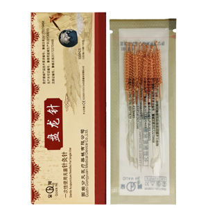 Agulha de acupuntura de cobre estéril descartável com alça espiral 100 peças - Product Image 1