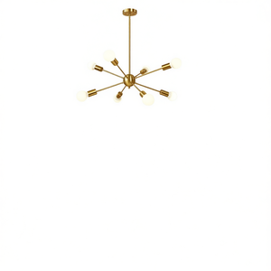 Lustre Sputnik à 8 lumières en laiton brossé, style moderne du milieu du siècle, luminaire suspendu pour cuisine, salle à manger, salon, éclairage intérieur - Product Image 1