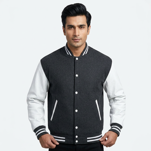 2023 High Quality Custom Wool <b>Leather</b> Sleeves Bomber Varsity <b>Jacket</b> <b>for</b> <b>Men</b> Letterman Baseball <b>Jacket</b> Stylish High Street Winter - Product Image 1