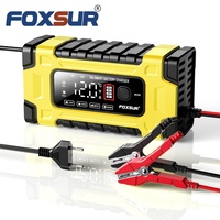 FOXSUR-Désulfateur de batterie 12V 10A/24V 5A à 7 niveaux, chargeur de plomb GEL STD AGM, chargeur de réparation d'impulsions de voiture et de moto