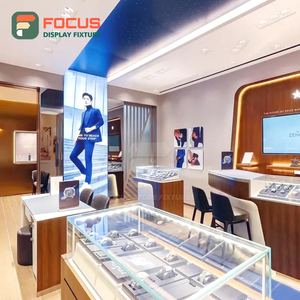 Vitrine de présentation de bijoux en bois haut de gamme pour la vente au détail, avec éclairage LED en verre et métal, présentoir intérieur pour boutique de luxe - Product Image 5