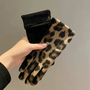 Guantes con estampado <span class=keywords><strong>de</strong></span> leopardo a la moda, guantes cálidos para ciclismo al aire libre en otoño e invierno, guantes gruesos con separación <span class=keywords><strong>de</strong></span> dedos - Product Image 3