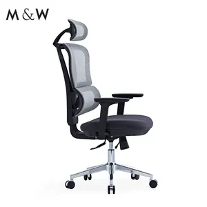 Cadeira de escritório ergonômica com estrutura branca popular M&W, cadeiras giratórias para escritório com encosto alto, diretor executivo