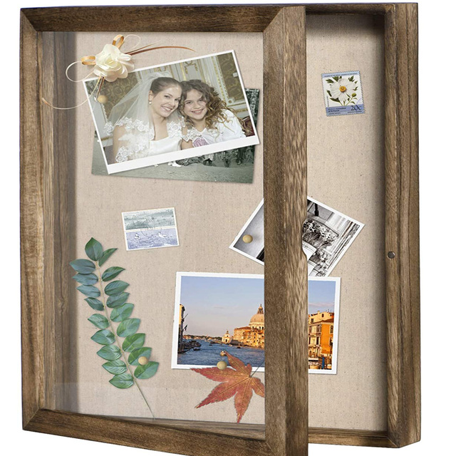High Quality Custom White Bag Packaged 3D Wooden Art Shadow Box Deep Picture Photo Frame Europe Wood Logo Style for Families
