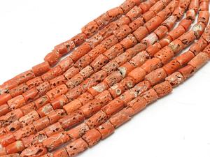 Cuentas de Coral Rojo Italiano en Tubo, Hilo de 8 Pulgadas, Cilindros Lisos de 9-10mm, Piedra 100% Natural, Gemas PM Certificadas por Terceros - Product Image 2