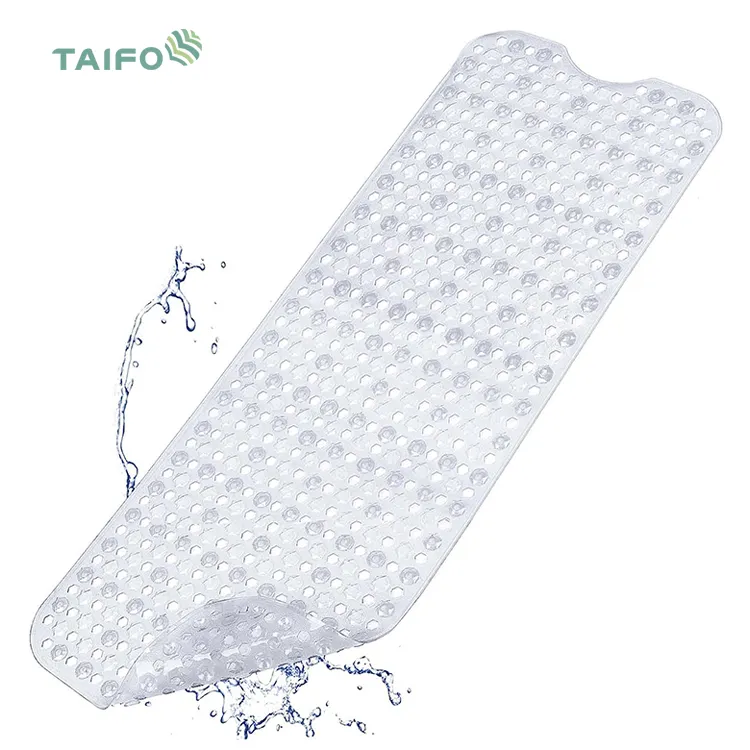 TaiFo Extra Long PVC Diamond Bathtub Mat Non-slip Tub Shower Floor Mat Bath Mat with Suction Cups and Drain Holes