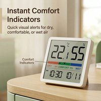 Mini thermomètre hygromètre numérique à écran tactile LCD, jauge d'humidité intérieure, moniteur de température, horloge, météo de bureau, en plastique