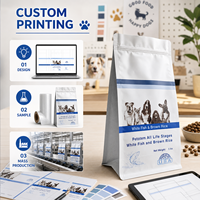 Emballage personnalisé en pochette, sac à fond plat durable avec fermeture éclair résistante et réutilisable pour l'emballage en vrac d'aliments et de friandises pour animaux de compagnie