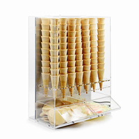 Présentoir de cornet de crème glacée en acrylique transparent en gros avec porte-cuillère (4 trous de diamètre 35 MM)