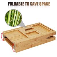 Combohome Organisateur de douche de pont de plateau de baignoire en bambou pliable, plateau de baignoire avec panneau amovible de salle de bain latéral extensible
