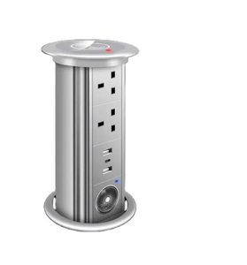 Enchufe Eléctrico Motorizado con Carga Inalámbrica y Audio USB, Enchufe Retráctil para Cocina con Enchufe para Reino Unido, UE, EE. UU. y Alemania - Product Image 2