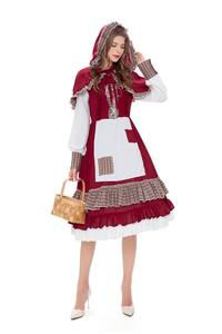 Costume de cosplay de Petit <span class=keywords><strong>Chaperon</strong></span> <span class=keywords><strong>rouge</strong></span> pour <span class=keywords><strong>adulte</strong></span> Halloween 2026, tenue de demoiselle d'honneur de ferme pastorale, robe de performance de fête - Product Image 4