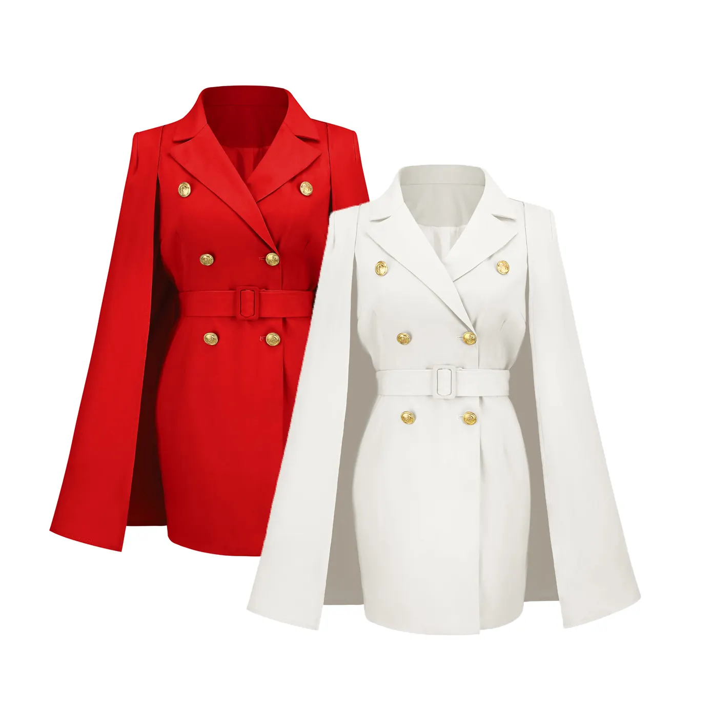 OEM customized solid color red blue black white blazer dress cloak women's blazers ladies women dresses