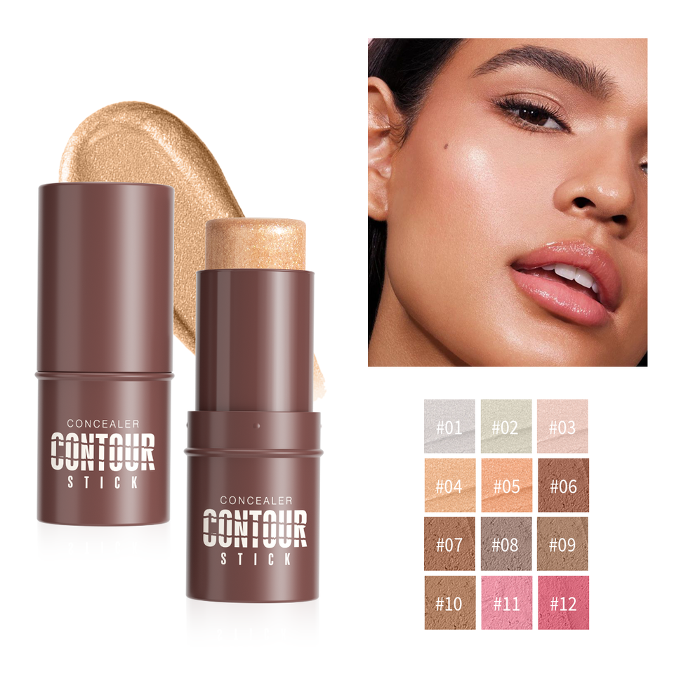 12 resaltador de colores rubor contorno Stick Shimmer cosméticos de larga duración Stick cara maquillaje bronceador Stick