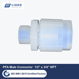 ข้อต่อ PFA แบบลดขนาด ตัวผู้ สำหรับท่อขนาด 1/2 นิ้ว OD x 3/4 นิ้ว NPT แบบปลายบาน ทนทานต่อสารเคมีที่มีความบริสุทธิ์สูง - Product Image 1