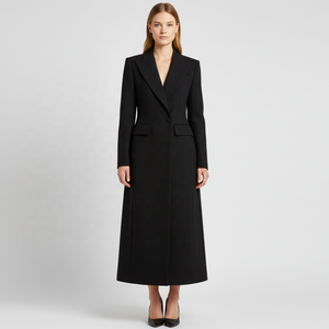 Vestido Blazer Largo de Alta Calidad para <span class=keywords><strong>Mujer</strong></span>, Elegante Traje con Cuello, Trajes Ajustados, Vestidos, Abrigo Largo, Chaqueta Larga de Negocios para <span class=keywords><strong>Mujer</strong></span> - Product Image 1