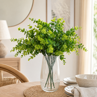 Tiges d'eucalyptus artificielles en plastique, fausses branches de verdure, feuilles au toucher réel, recyclables pour la décoration de mariage, maison, hôtel, mur, table
