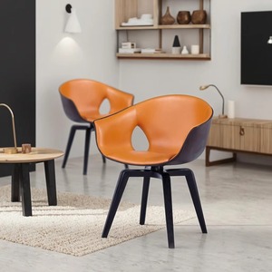 Chaise de salle à <span class=keywords><strong>manger</strong></span> moderne de luxe en cuir, coque incurvée ajourée, rembourrée, pieds en métal durables, chaise d'appoint confortable pour la maison et la salle à <span class=keywords><strong>manger</strong></span> - Product Image 3