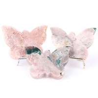 HZ Cristal de Diamant Poli Naturel Argentin Rose Violet Sculpté en Forme de Papillon pour Décoration de Bureau à Domicile et Cadeaux Thème Amour