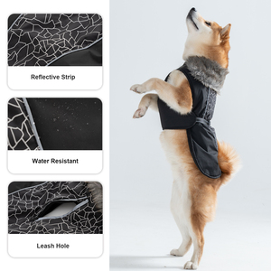 Abrigo Impermeable para <span class=keywords><strong>Perro</strong></span> al por Mayor, Chaqueta de Invierno de Lujo Personalizada con Cuello de Piel Reflectante - Product Image 2