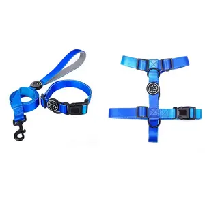 Dog Collar Leash Harness Set New Customized Design Metal Durable Firm Buckle Pretty bright color 150 cm Chain Length for pets
