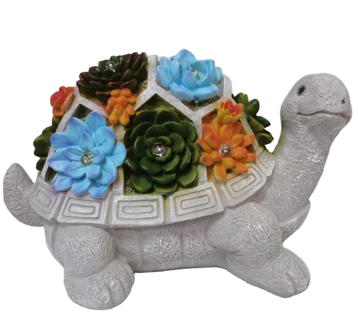 Turtle Garden Figurines Outdoor Decor, Garden Art Outdoor for Fall Winter Garden Decor ,Outdoor Solar Statue with 7 LEDs