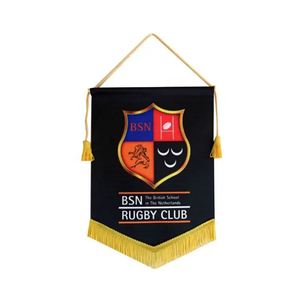 Custom Silk Screen Printed Elastic Fabric Waterproof Sports Pennants Hanging Double Sided Stain Pennant Soccer Club Flag - Product Image 3