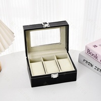 Support de présentoir de montre personnalisé Transparent de Grain de bois rouge velours Pu montre présentoir de stockage vitrine montres boîte d'emballage