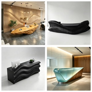 CR128 Modern Wood Corporate Front Desk Lobby Reception Counter with High Low Design for Office Hotel Beauty Salon Use - Product Image 4