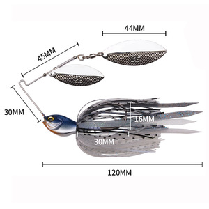 Nouveau 18g 8 couleurs <span class=keywords><strong>Leurre</strong></span> coulant Buzz Bait Bass Big Mouth Swimbait Chatterbait SV-3 Double Willow Spinnerbait pour Brochet Saumon Luciole - Product Image 2