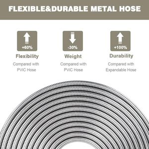 Tuyau d'arrosage en acier inoxydable de 3/4 pouce avec raccord américain haute pression pour usage extérieur - Product Image 4
