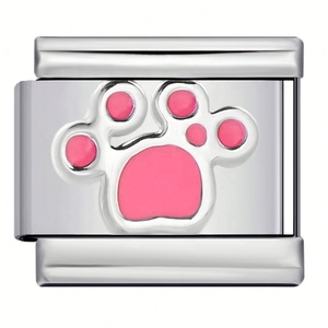 Pulsera de Charms Italianos de Acero Inoxidable de 9mm para Niños, Estilo Vintage, Eslabones Modulares Clásicos, con Lindas Huellas de Pata de Perro, Dorado - Product Image 5