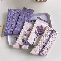 Fabricant de chaussettes PATON, vente en gros personnalisée, chaussettes amusantes rétro violettes printemps-été, chaussettes jacquard pour femmes.