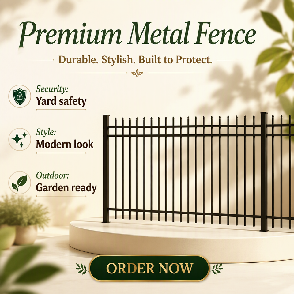 Square Rube Anti-Climb Steel Fence Panel Powder Coated Metal Picket Barrier Square ...