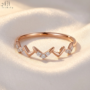 Bague empilable en or rose massif 18 carats avec diamants naturels véritables, design tendance, vente en gros, exportation, fabricant - Product Image 4