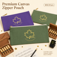 Pochette en toile personnalisable avec logo, fermeture éclair dorée, pour papeterie, outils, pinceaux, ceinture de rangement, sac de voyage, cadeau, vente en gros OEM