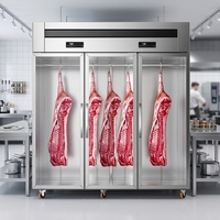 Réfrigérateur vertical commercial certifié CE pour la présentation de viande, congélateur de viande fraîche sécurisé, vitrine de présentation