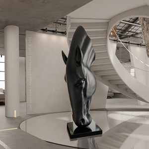 Statue de <span class=keywords><strong>cheval</strong></span> en fibre de verre exquise, sculpture artistique, électroplaquée/peinte à la main pour les expositions d'hôtels - Product Image 4