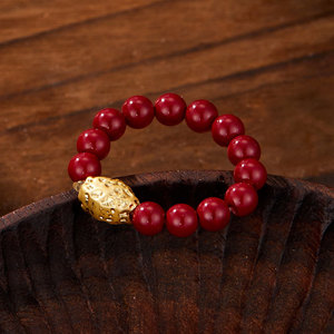 Red Bead Elastic Bracelet With Gold Animal Charm For Women Gift Jewelry Yiwu Origin - Product Image 1