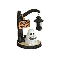 Lanterne LED en résine personnalisée en forme de fantôme mignon, figurine de lecture, décoration de collection pour Halloween, vente en gros