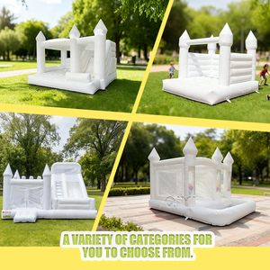 Château gonflable blanc avec toboggan, combo gonflable pour location de fête, château sauteur gonflable avec toboggan - Product Image 5